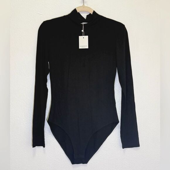 MANGOPOP - Black Long Sleeve Bodysuit - Women's size L NWT! - Picture 1 of 8